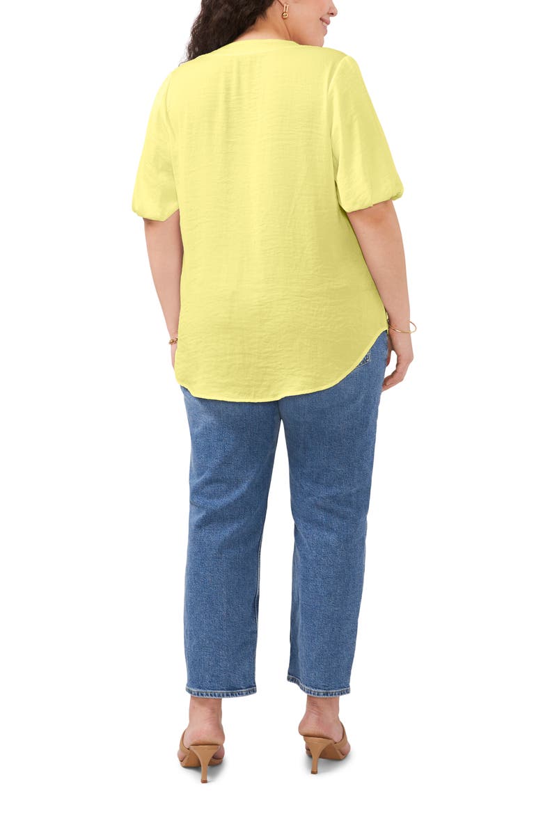 Puff Sleeve Split Neck Top, Alternate, color, BRIGHT LEMON