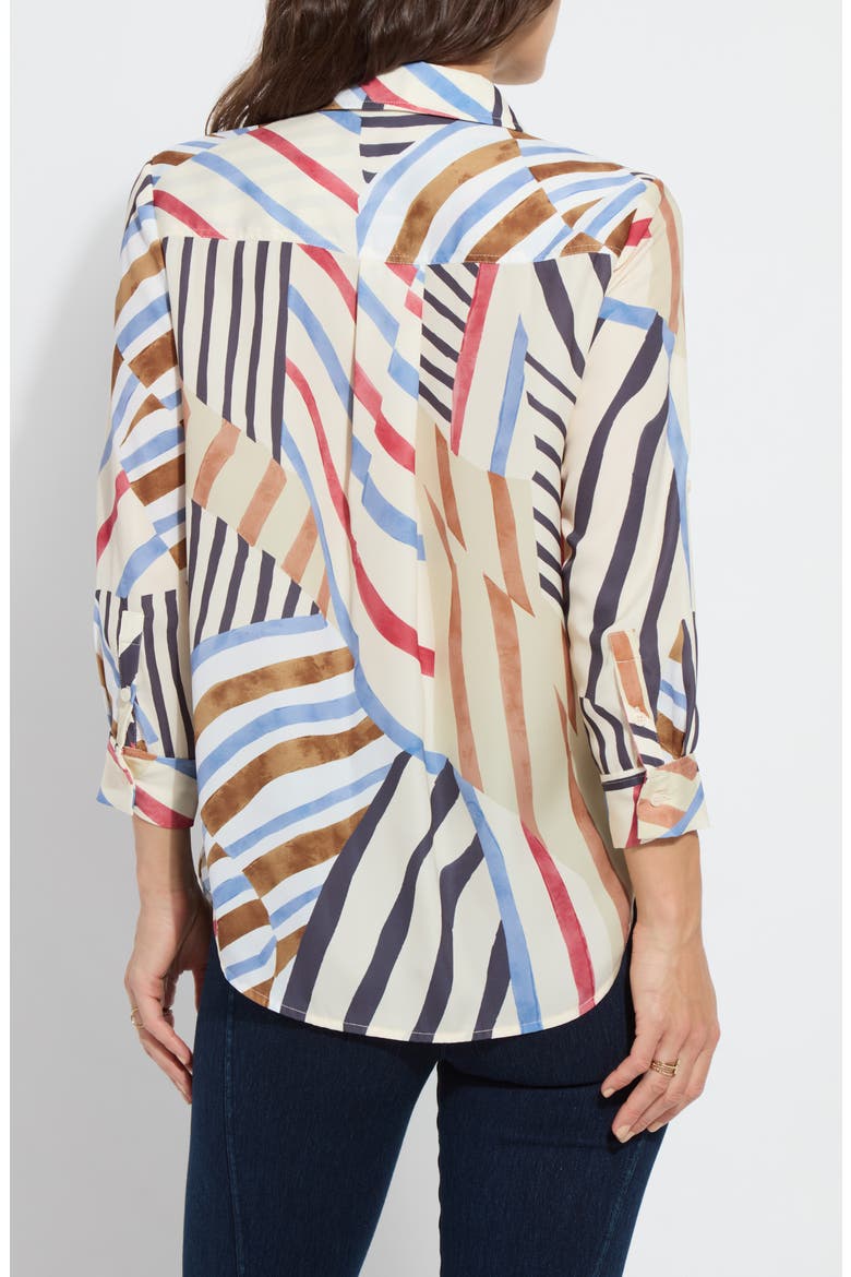 Yesenia Stripe Utility Button-Up Shirt, Alternate, color, STRIPE ART