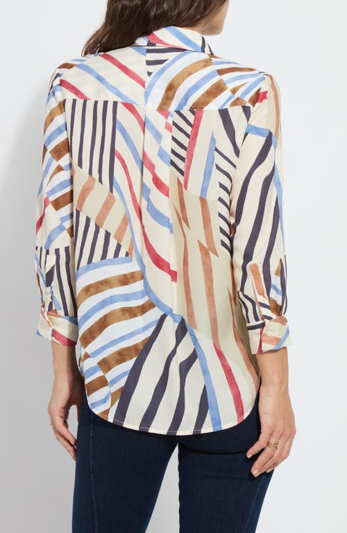 Lyssé Yesenia Roll Tab Utility Shirt In Stripe Art