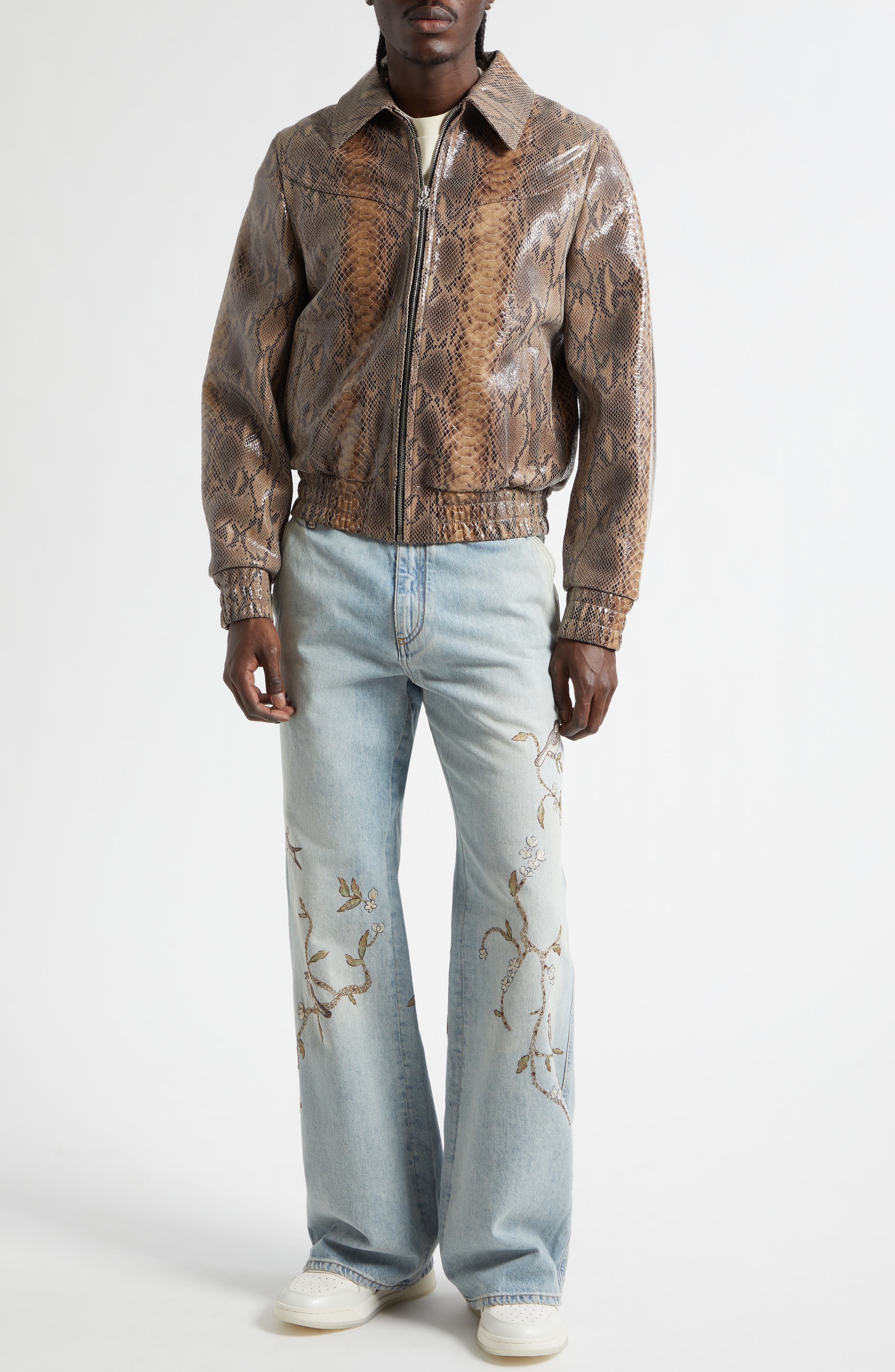 Snake Embossed Leather Western Jacket - image 2