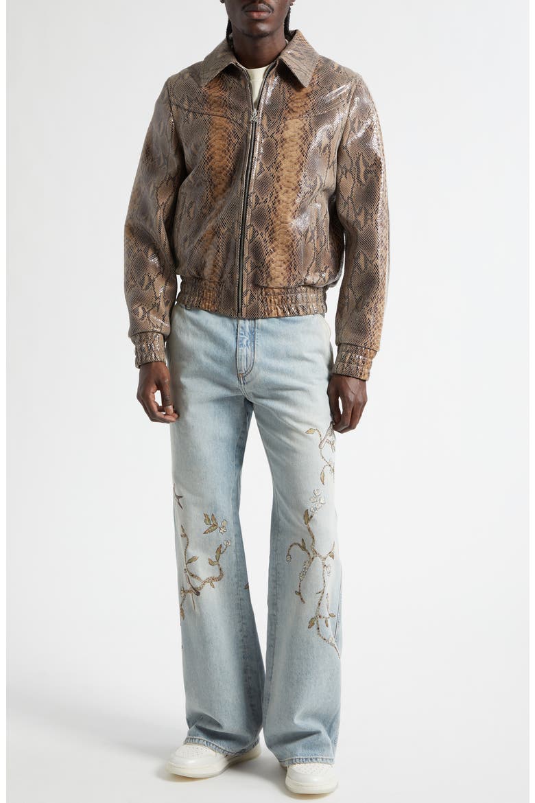 Snake Embossed Leather Western Jacket, Alternate, color, BROWN MULTI