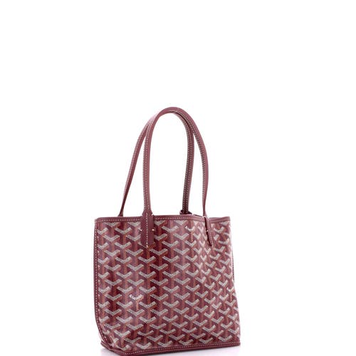 Pre-owned Goyard Goyard Anjou Reversible Tote Coated Canvas Mini In Burgundy