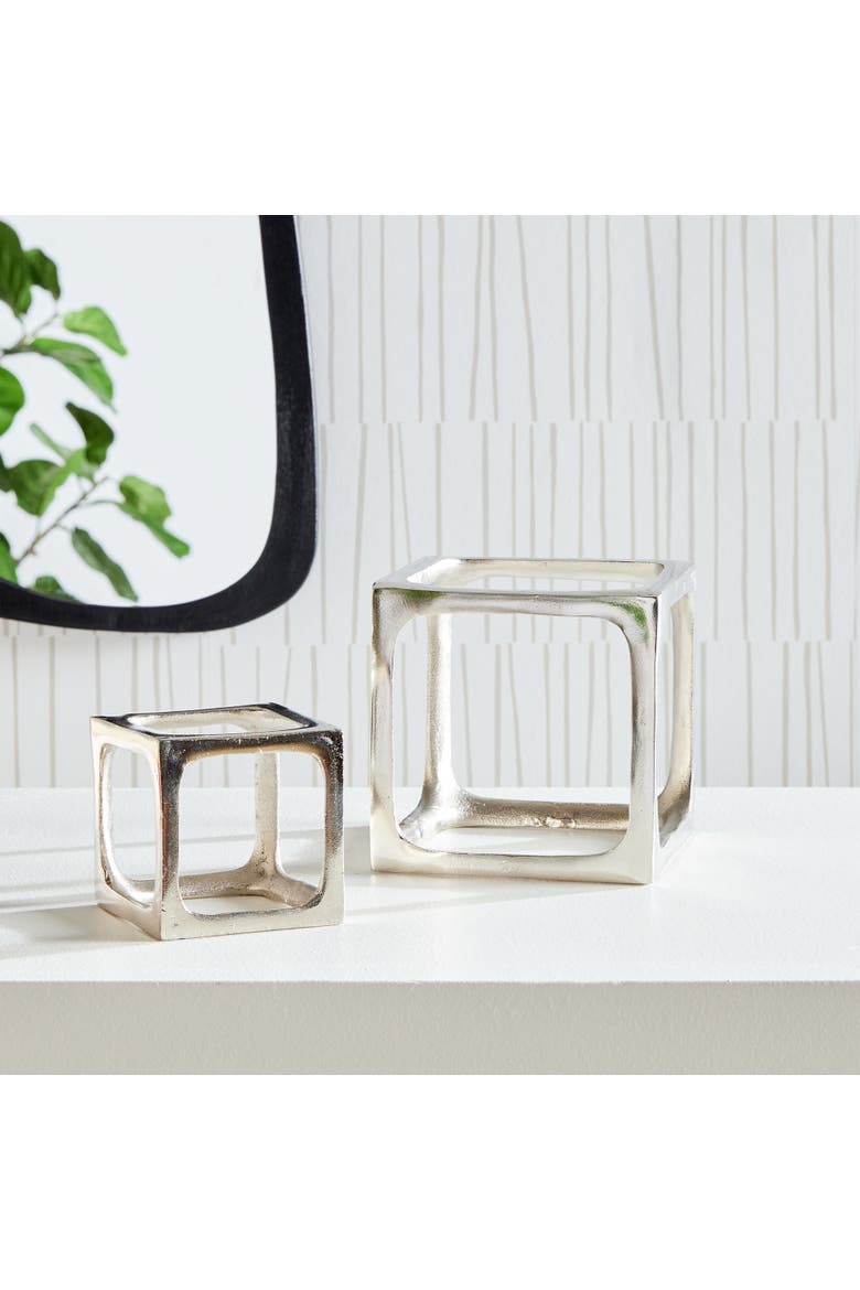 Cubist Sculptures, Set Of 2, Alternate, color, White