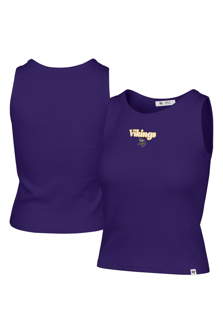 Women's '47  Purple Minnesota Vikings Cropped Straight Cut Ribbed Baby Tank Top, Main, color, Purple