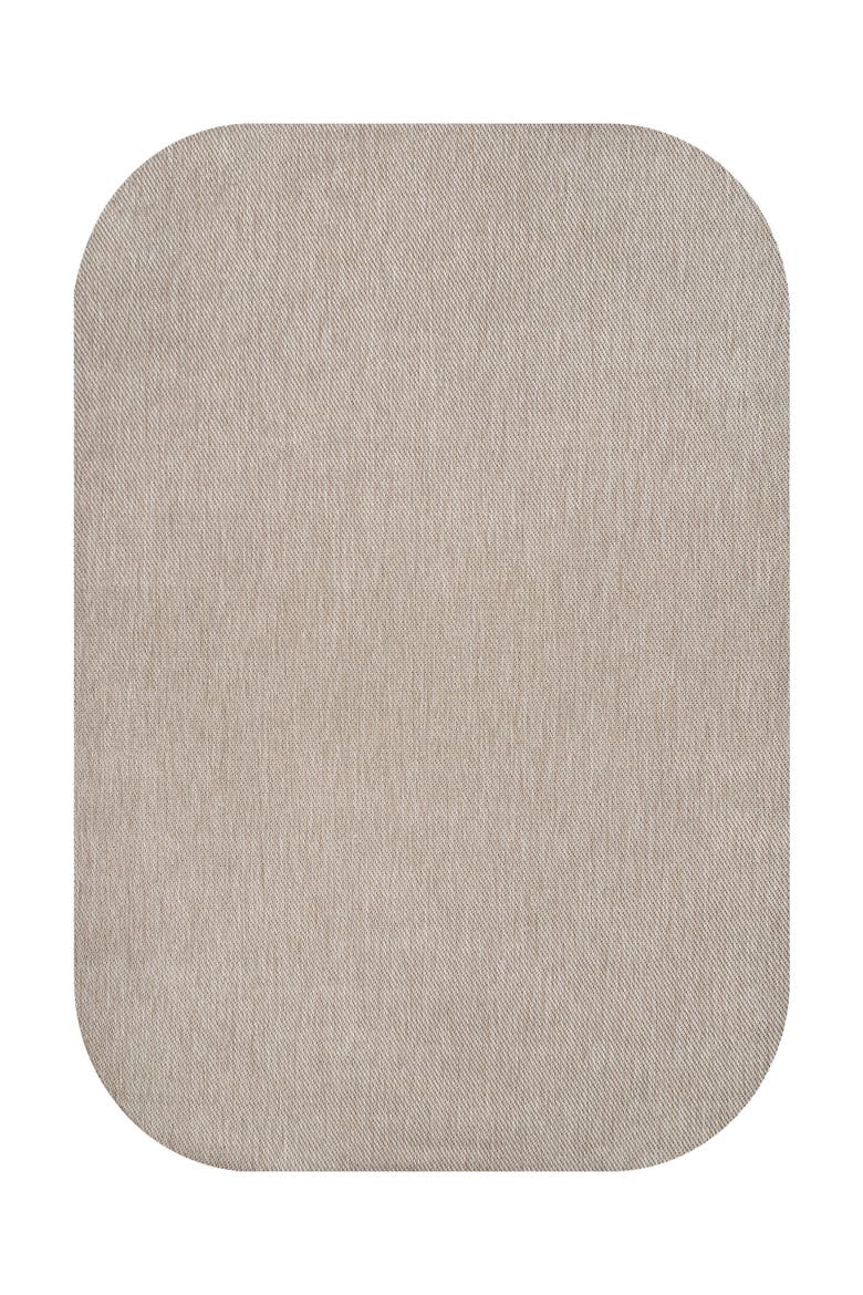 Miles Modern Minimalist Radius Corner Solid Indoor/Outdoor Shaped Area Rug, Alternate, color, Beige
