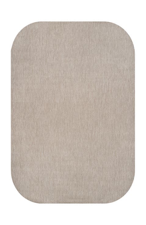 Miles Modern Minimalist Radius Corner Solid Indoor/Outdoor Shaped Area Rug