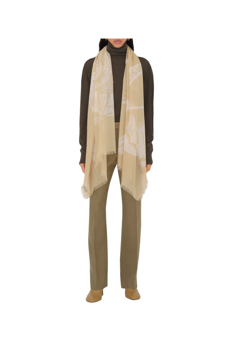 Burberry EKD Wool Scarf, Alternate, color, Sand