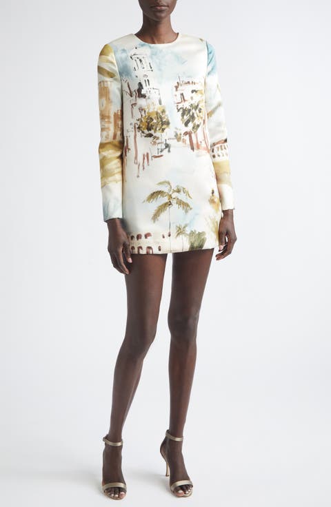 Dominican Landscape Long Sleeve Minidress