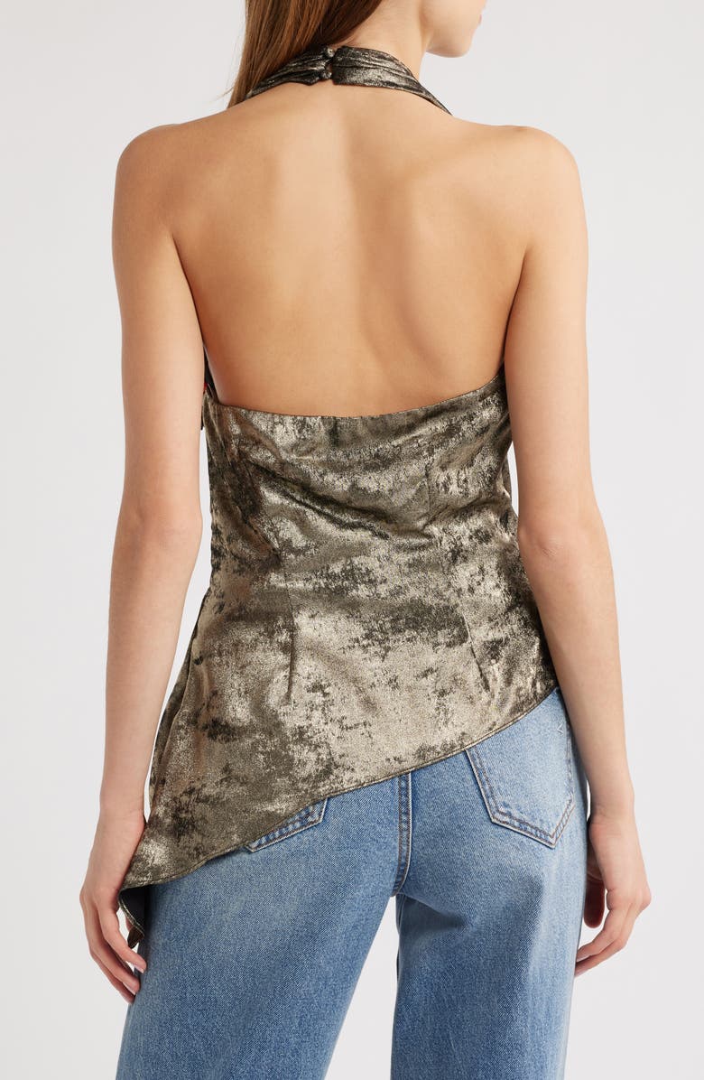 Mistress Rocks Drape Metallic Halter Top, Alternate, color,