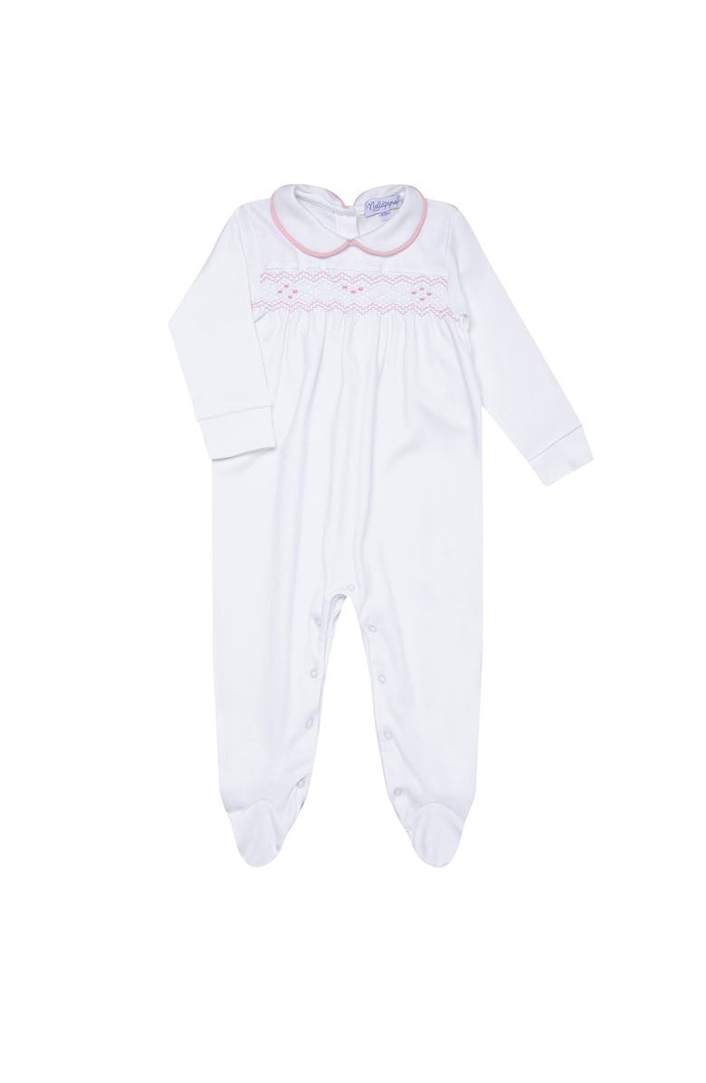 Nellapima Nella Smocked Baby Girl Footie - Baby, Main, color, White