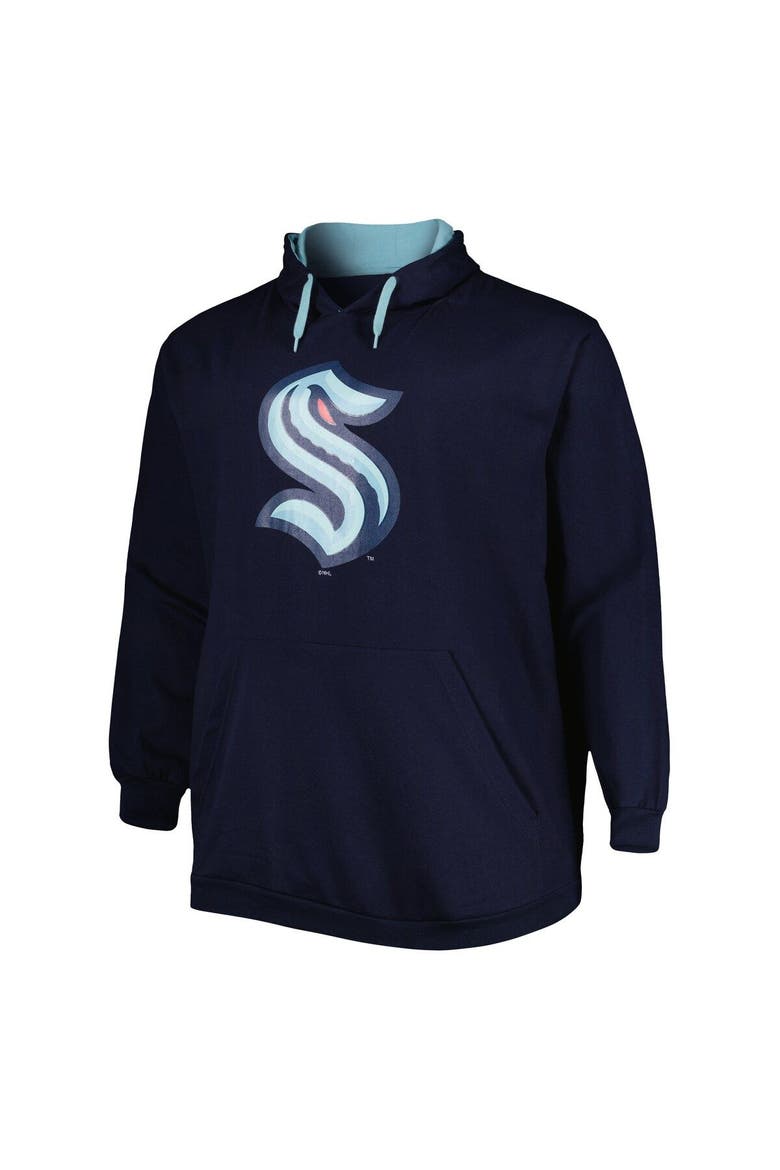 Men's Deep Sea Blue Seattle Kraken Big & Tall Fleece Pullover Hoodie, Alternate, color, Navy