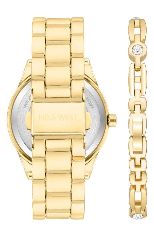 Nine West Quartz Bracelet Watch & Crystal Chain Bracelet Set, 30mm In Gold