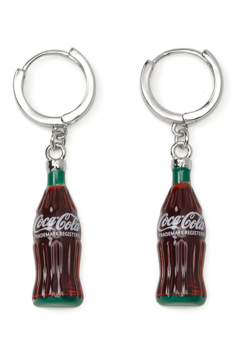 Coca Cola Bottle Drop Earrings, Main, color, BROWN