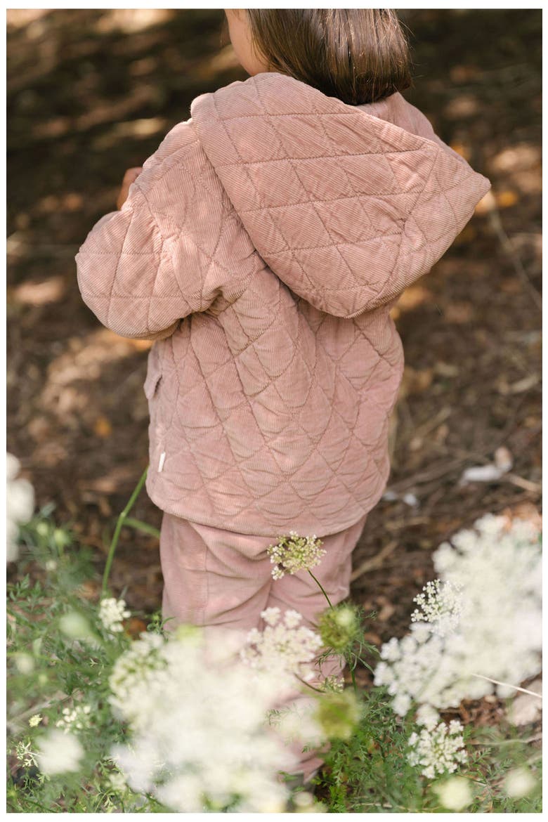 Organic Cotton Corduroy Quilted Hooded Jacket, Alternate, color, HARBOR