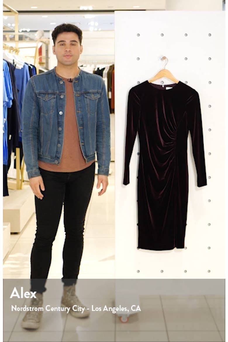 Long Sleeve Ruched Velvet Dress video