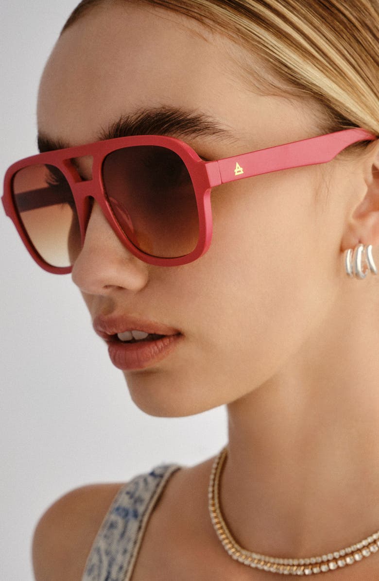 AIRE Whirlpool 53mm Aviator Sunglasses, Alternate, color, Poppy/Brown Grad