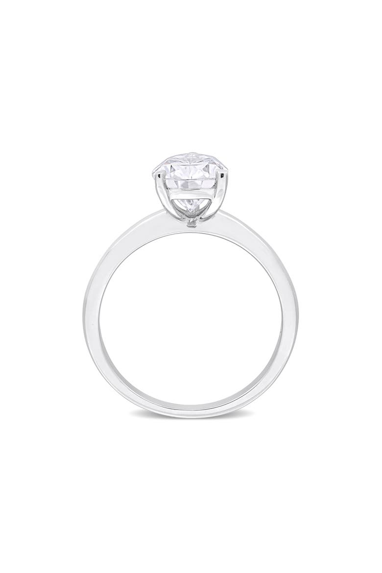 Sterling Silver Pear Cut Created Moissanite Engagement Ring, Alternate, color, SILVER