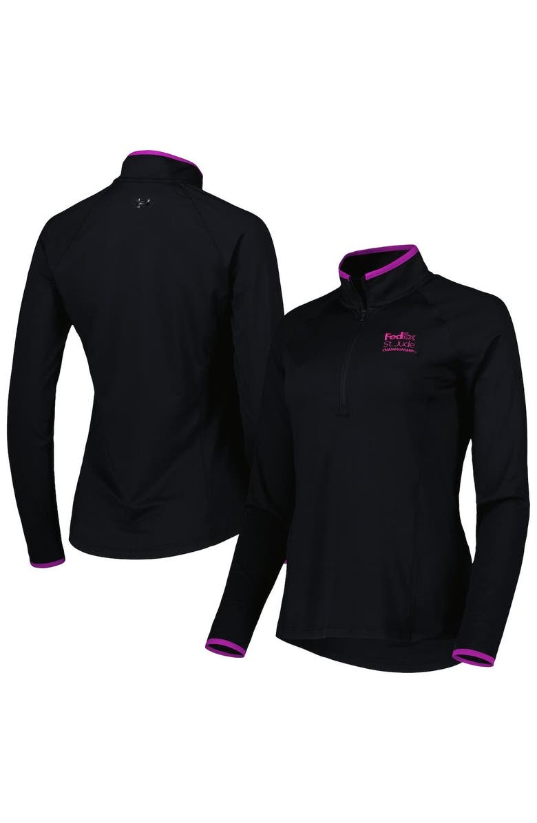 Under Armour Women's Under Armour Black FedEx St. Jude Championship T2 Green Raglan Quarter-Zip Top, Alternate, color, 