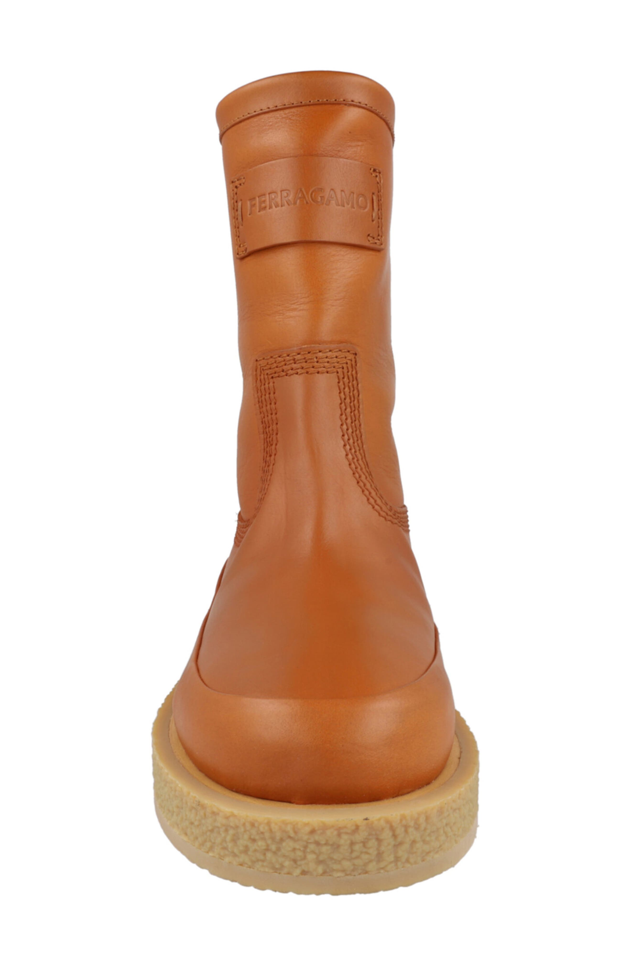 FERRAGAMO Ferdi Leather Boot, Alternate, color, Beige Brown