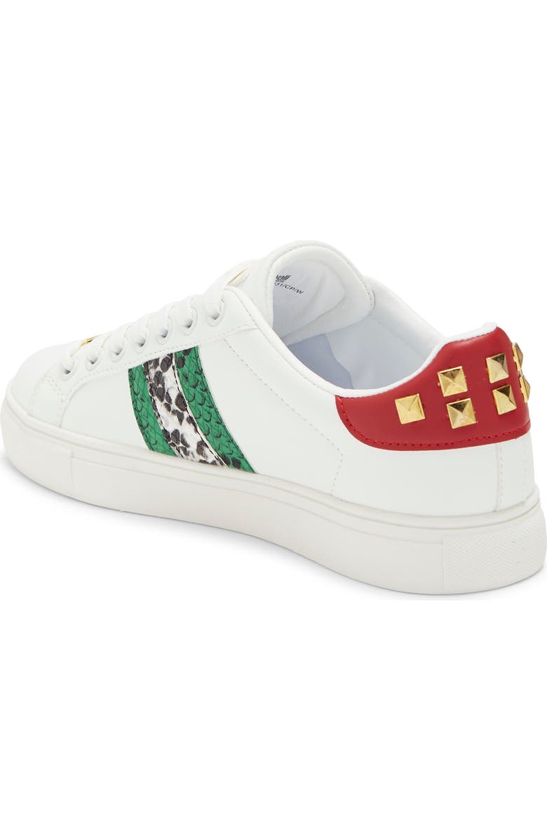 Roberto Cavalli Snake Embossed Pyramid Stud Tennis Shoe, Alternate, color,