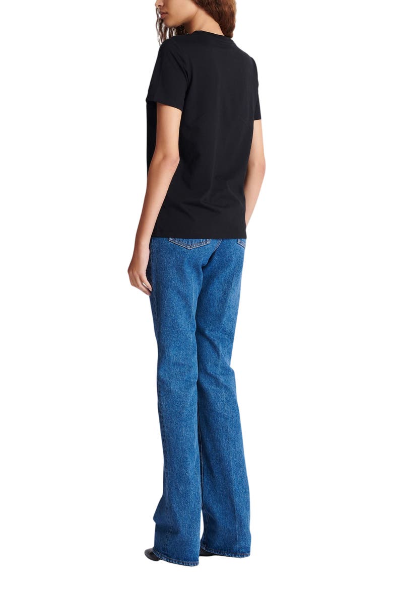 T-Shirt with Balmain Print, Alternate, color, black