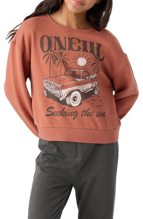 O'Neill Kids' Ana Cotton Graphic Sweatshirt in Cedar Wood 