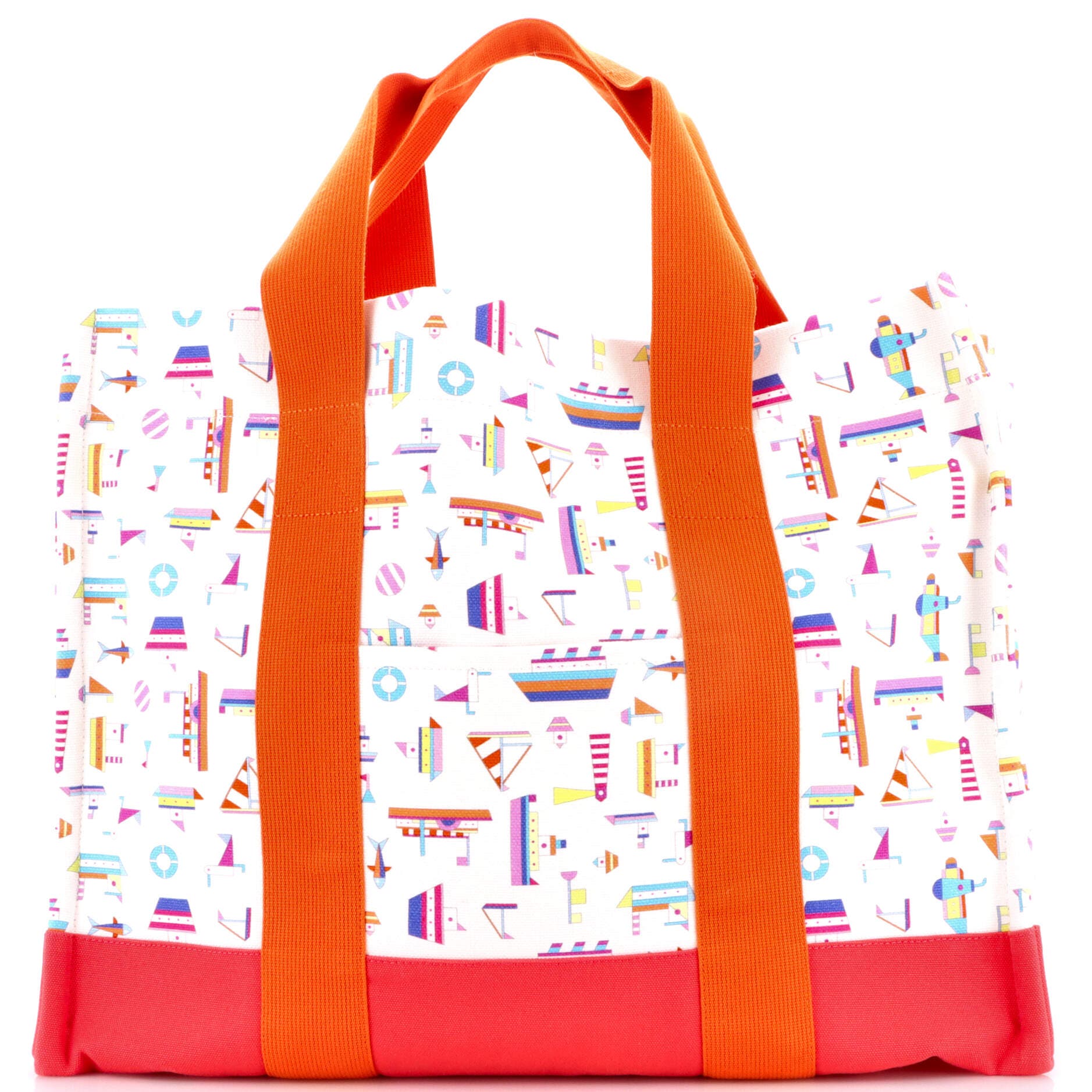 Pre-Owned Hermes Petit Chartier Nappy Bag Printed Toile Large, Main, color, Multicolor