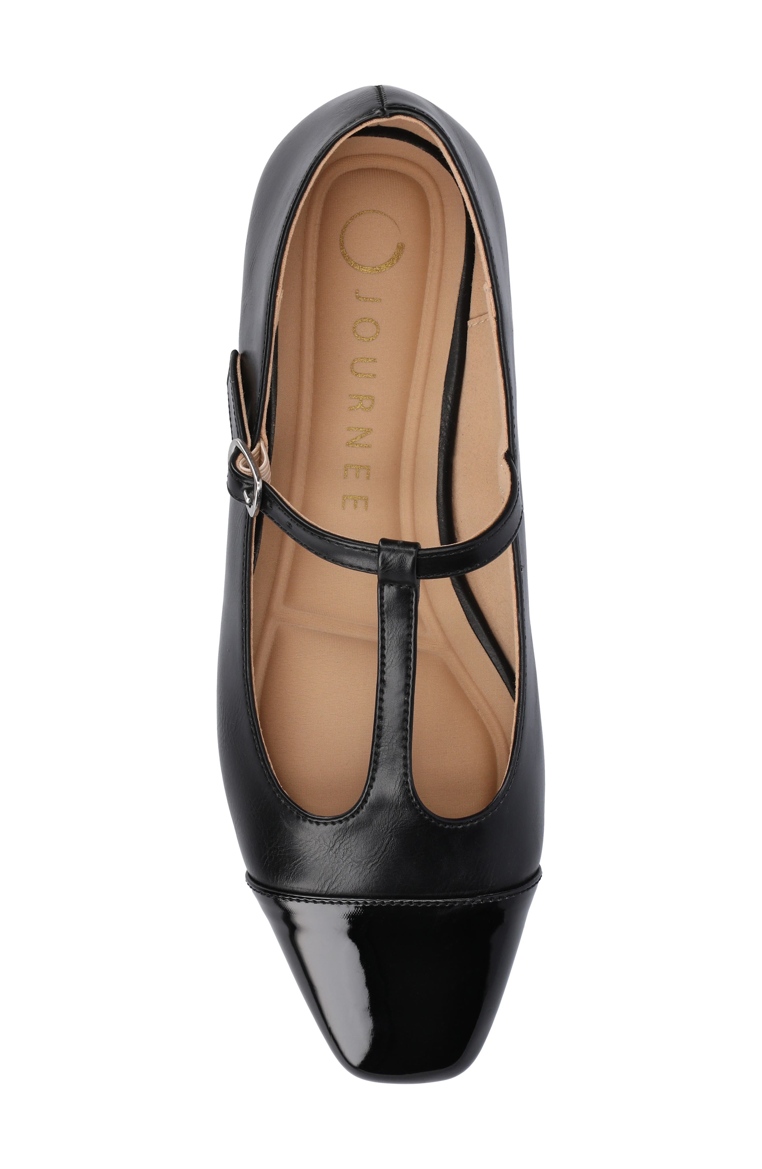 Journee Collection Thea T-Strap Flat, Alternate, color, Black