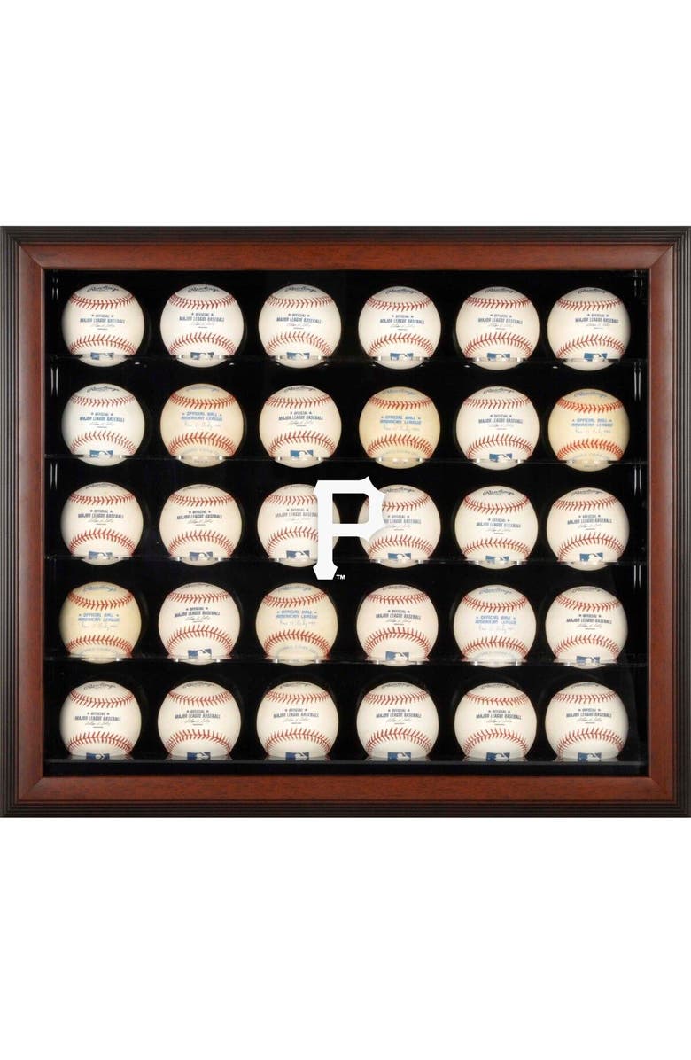 FANATICS AUTHENTIC Pittsburgh Pirates (2014 - Present) Logo Brown Framed 30-Ball Display Case, Main, color,