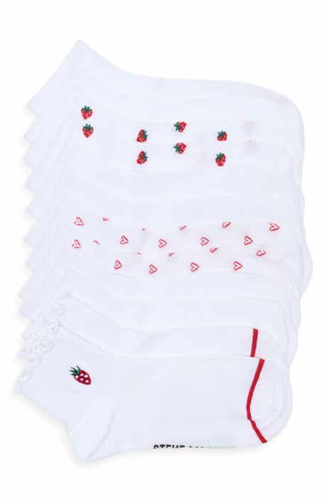 Steve Madden 6-Pack Strawberry Embroidered Quarter Length Socks