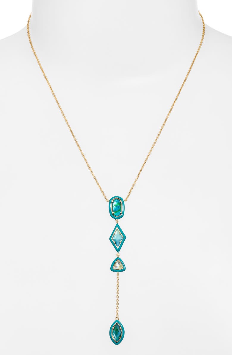 Kendra Scott Greta Y-Necklace, Alternate, color, Gold Teal Mix