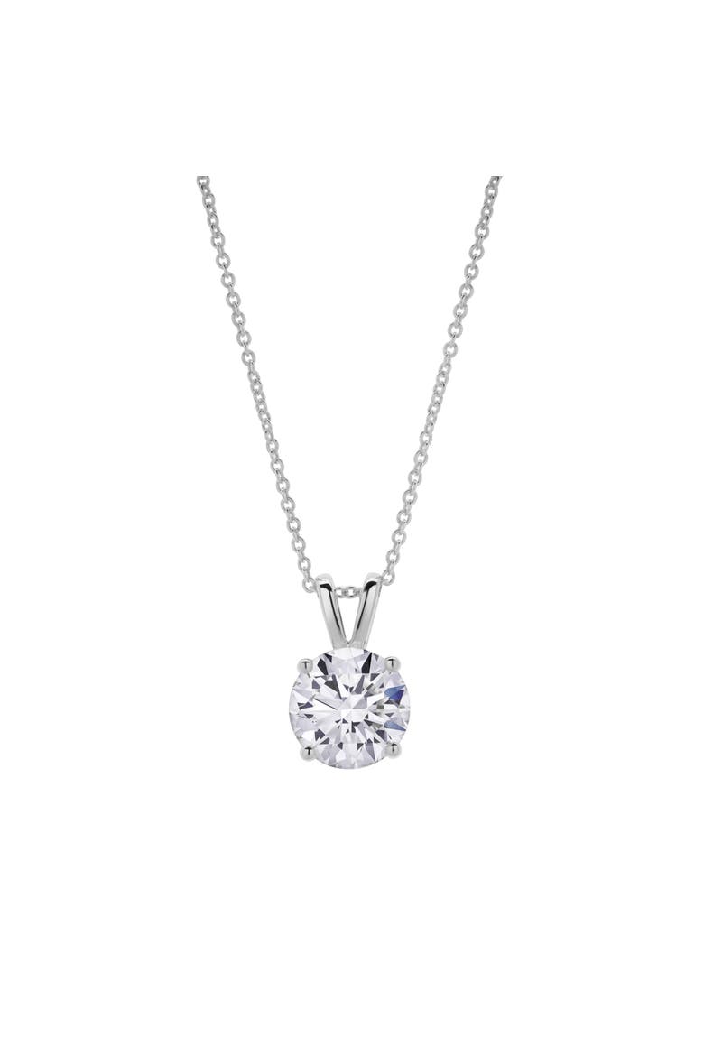 Lucent 14K Gold Round Lab Grown Diamond Pendant - 1.5 Ct, Main, color, 14K White Gold