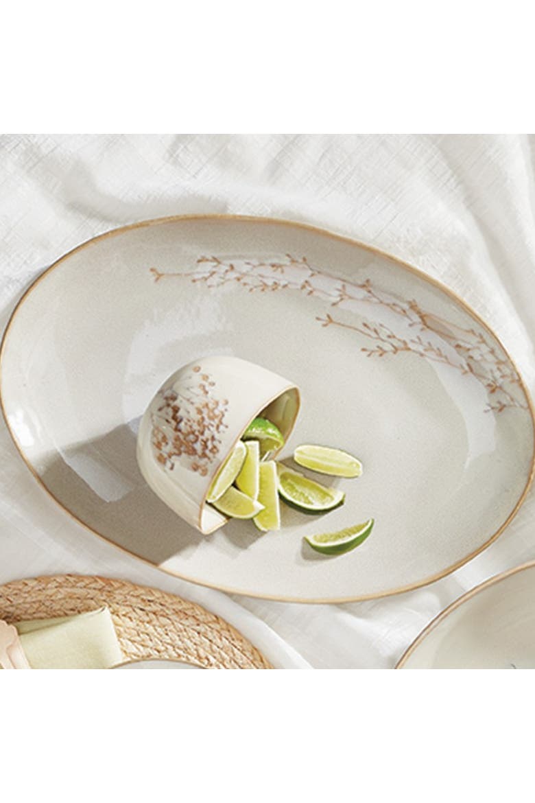 Ivory Ceramic Vine Platter Everyday Serving Board Dishwasher Safe, Alternate, color, Beige