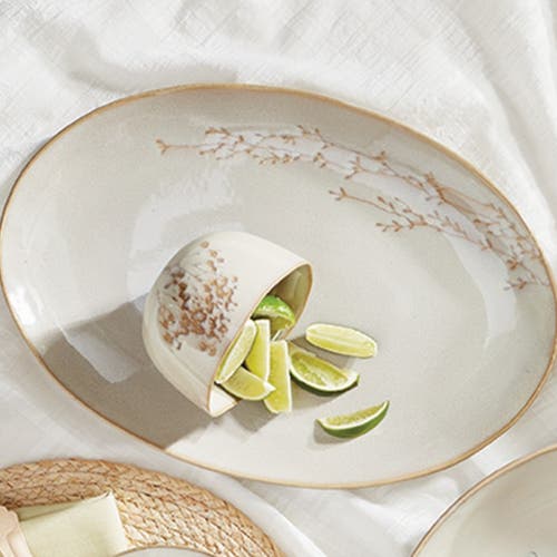 Tag Ivory Ceramic Vine Platter Everyday Serving Board Dishwasher Safe In Gray