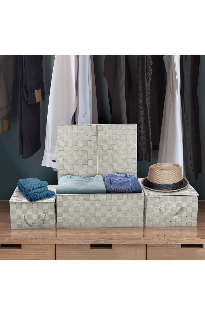 SORBUS Beige Woven Storage Basket - Set of 3, Alternate, color, Beige