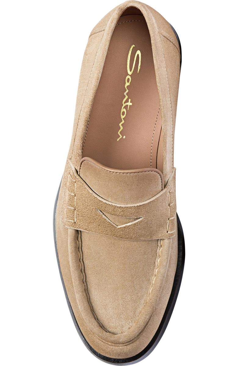 Santoni Women's Suede Penny Loafer, Alternate, color, Natural