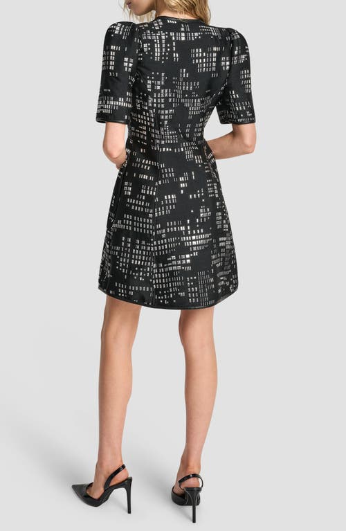 Dkny Front Zip Abstract Jacquard Minidress In Multi
