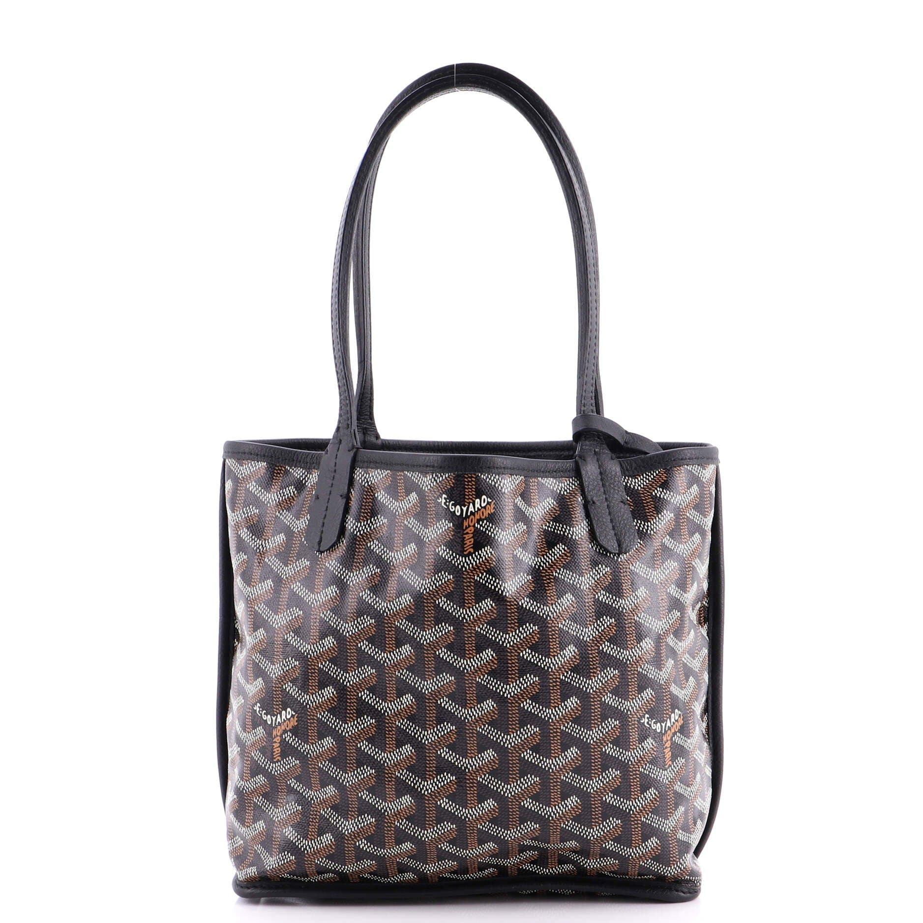 Pre-Owned Goyard Anjou Reversible Tote Coated Canvas Mini, Main, color, Black