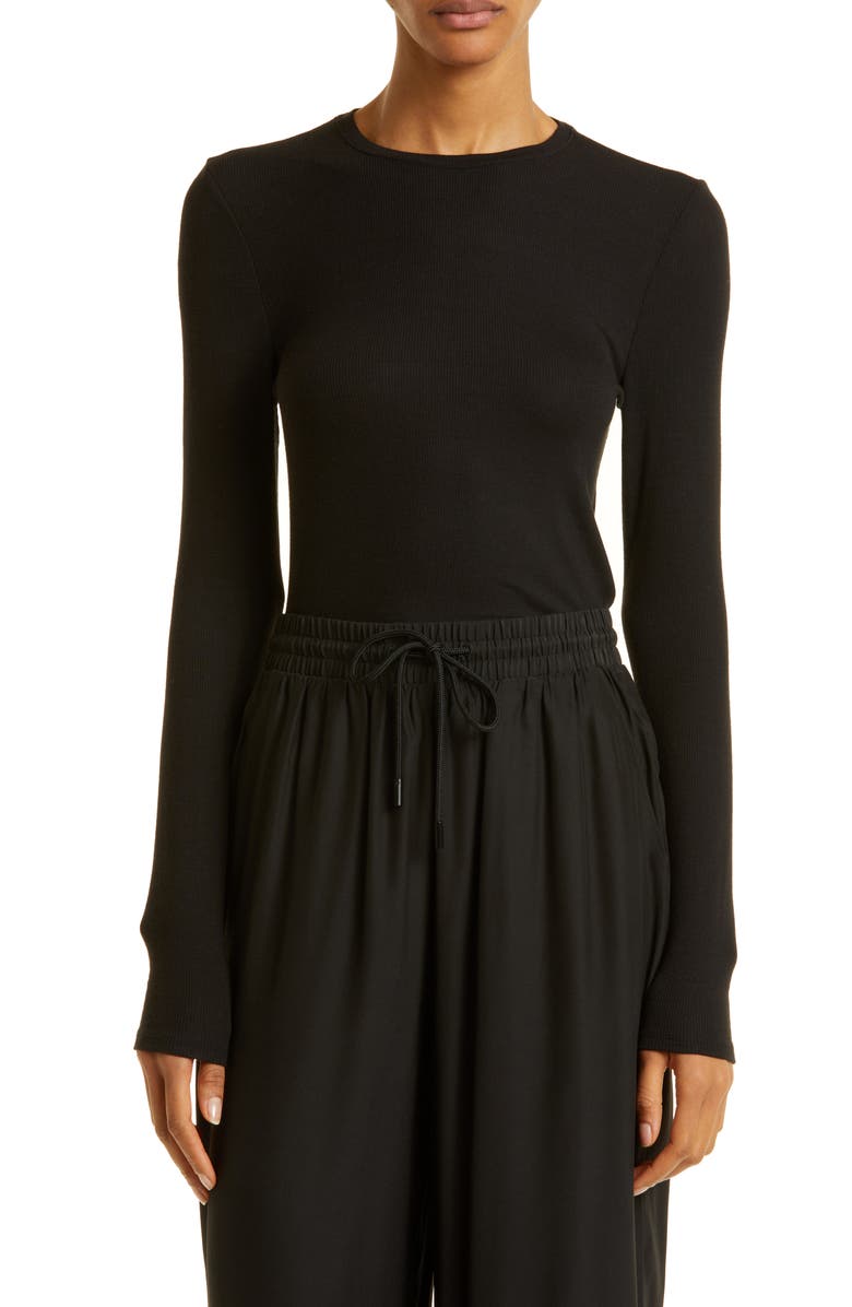 ATM Anthony Thomas Melillo Ribbed Crewneck Long Sleeve Top, Main, color, 