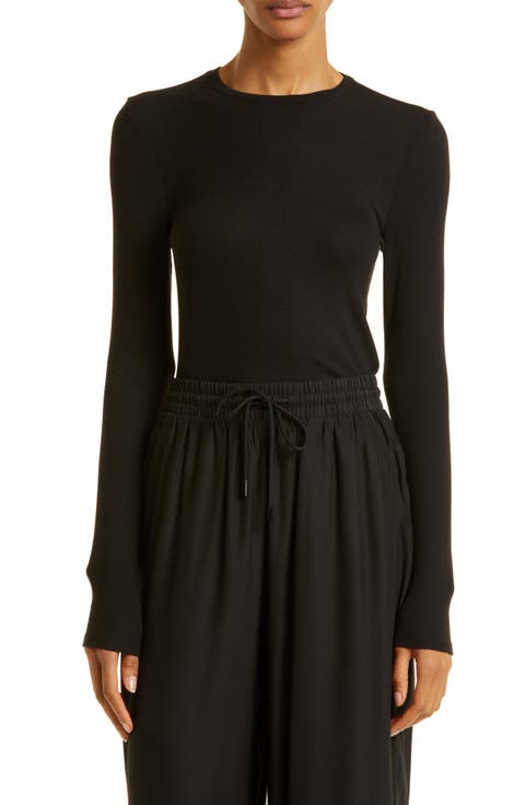 Ribbed Crewneck Long Sleeve Top