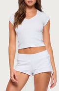 EDIKTED Gillie Ribbed V-Neck T-Shirt