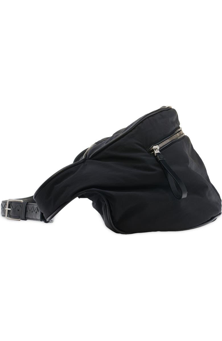 Bottega Veneta Large Nylon Belt Bag, Alternate, color, 8803 Black/ Silver