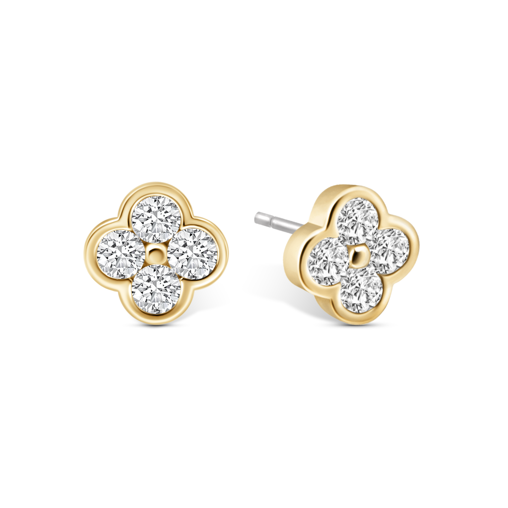 Electric Picks Camilla Clover Stud Earrings in Gold 