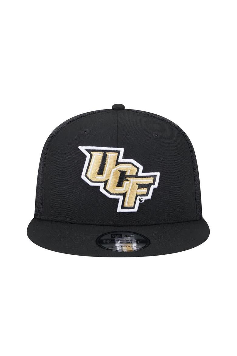 Men's New Era Black UCF Knights Trucker 9FIFTY Snapback Hat, Alternate, color, Black