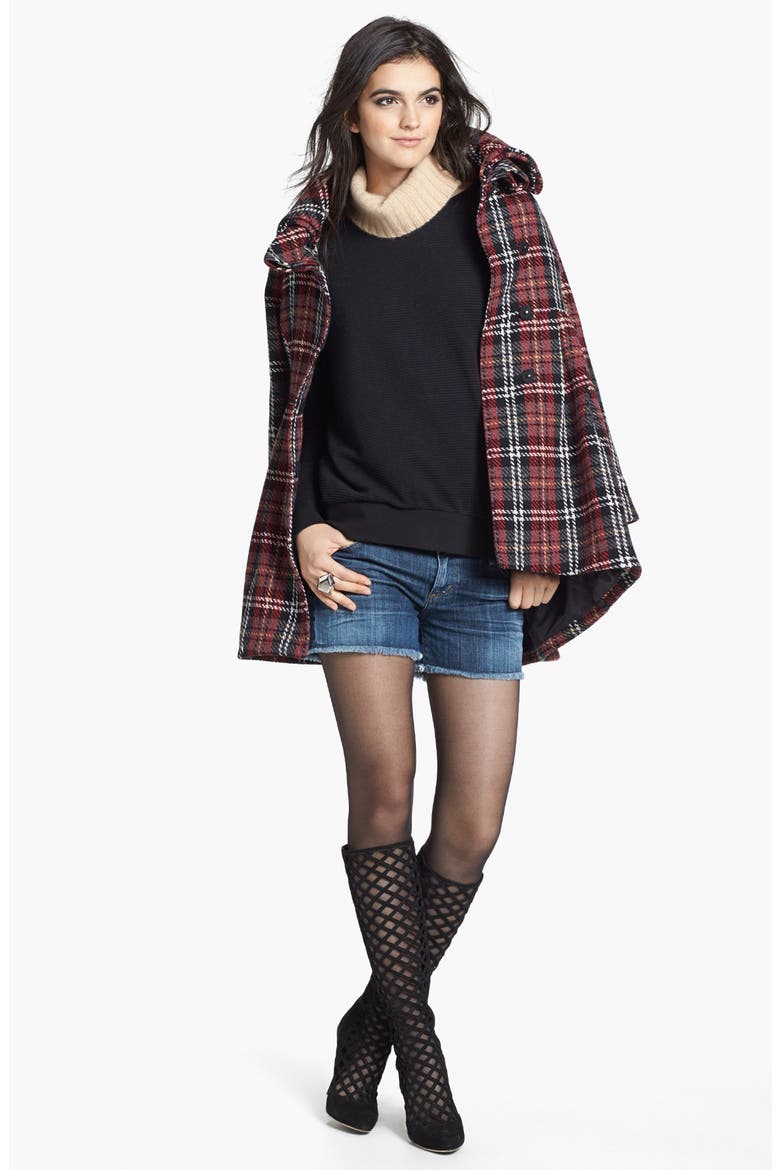 Plaid Babydoll Coat, Alternate, color, PLAID MULTI