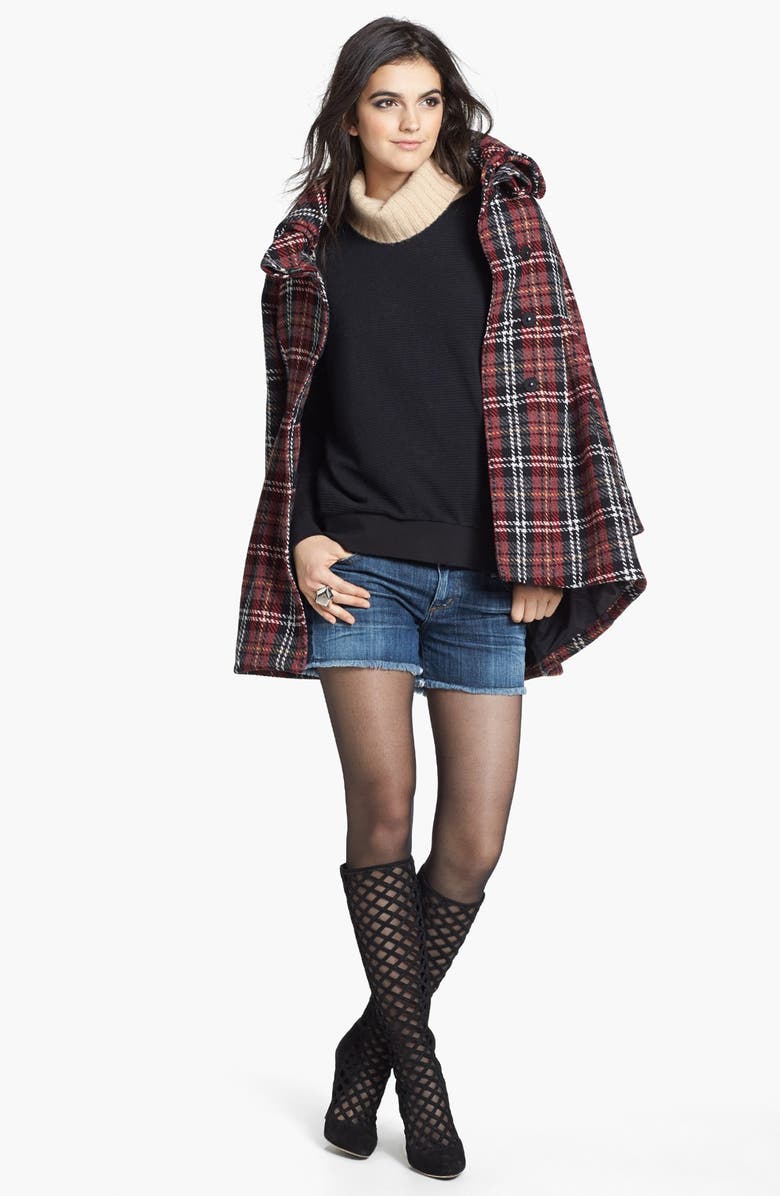 Mural Plaid Babydoll Coat, Alternate, color,