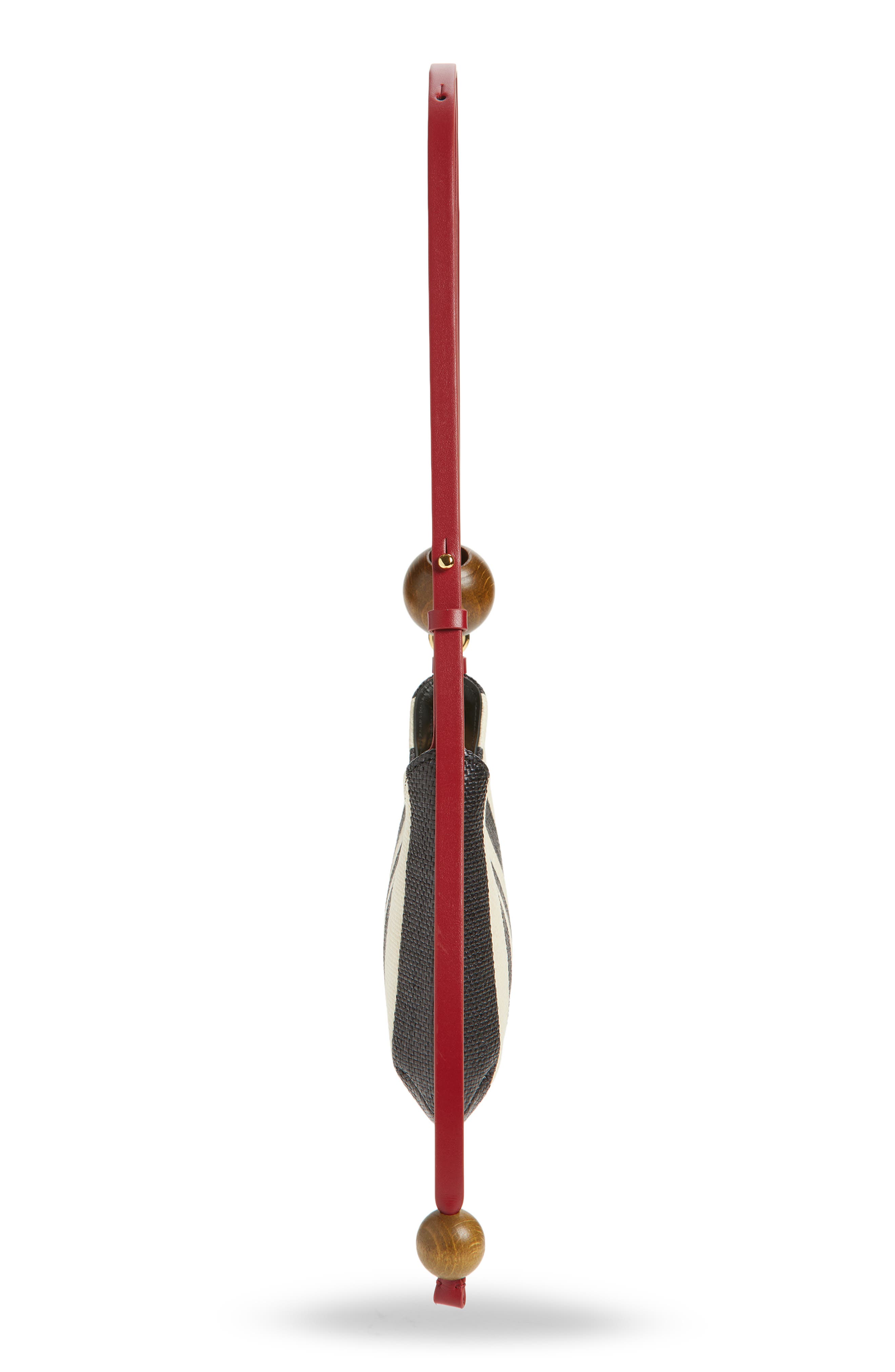 Jacquemus Le Bisou Perle Stripe Woven Raffia Shoulder Bag, Alternate, color, Natural / Black 1Fy