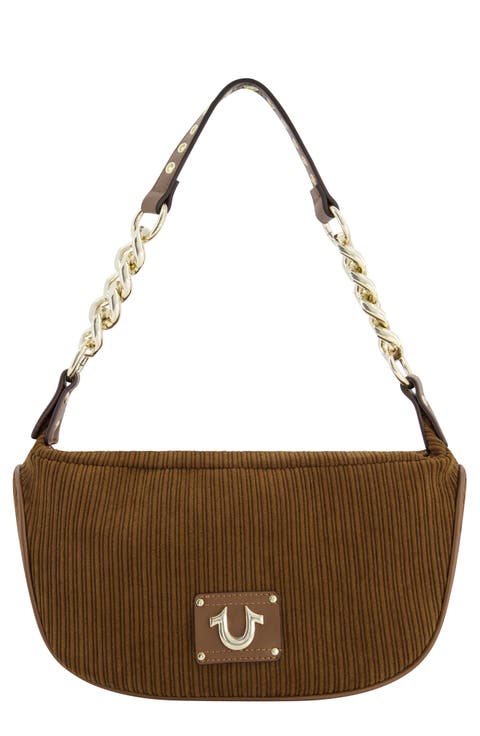 Corduroy Chain Shoulder Bag