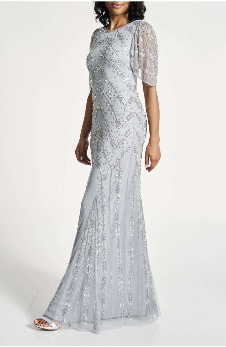 Frock and Frill Short Sleeve Embellished Gown, Alternate, color, 