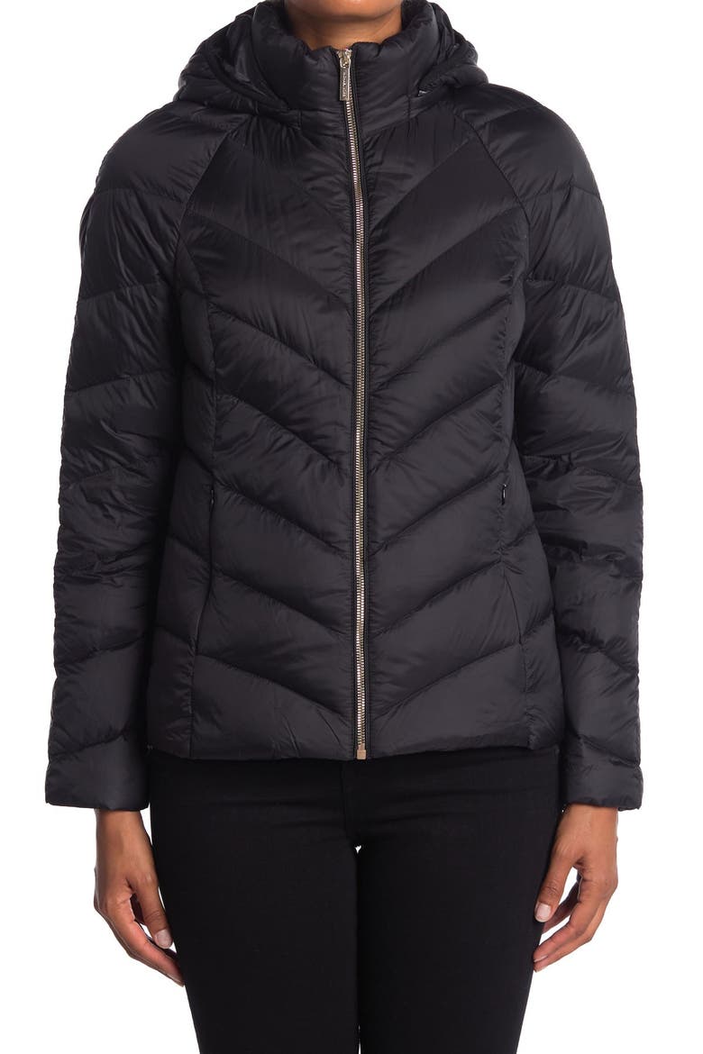 Short Packable Puffer Jacket, Main, color, BLACK